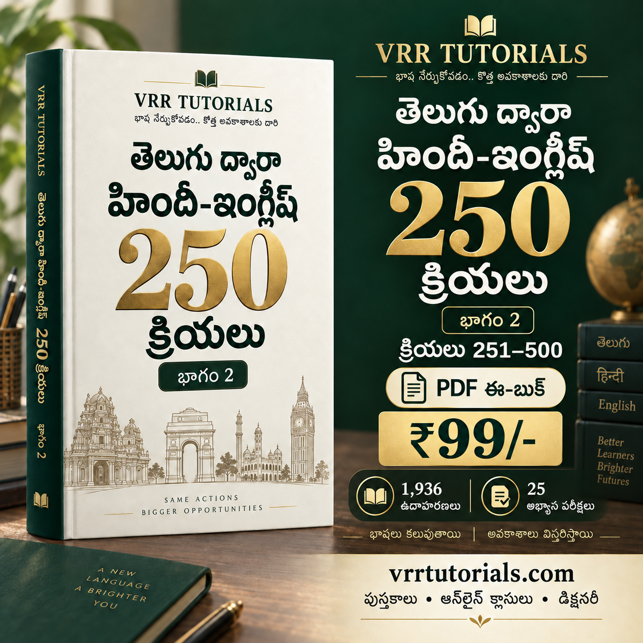 250 Verbs Part 2 Telugu to Hindi & English PDF